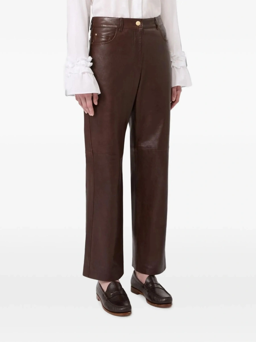 Pantaloni 'S MAXMARA maro din piele - Img 5