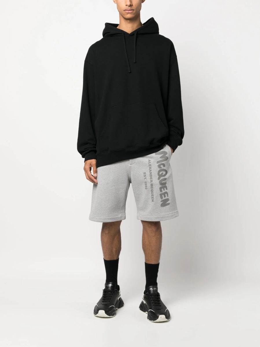 Pantaloni scurti Alexander McQueen gri din bumbac - Img 2