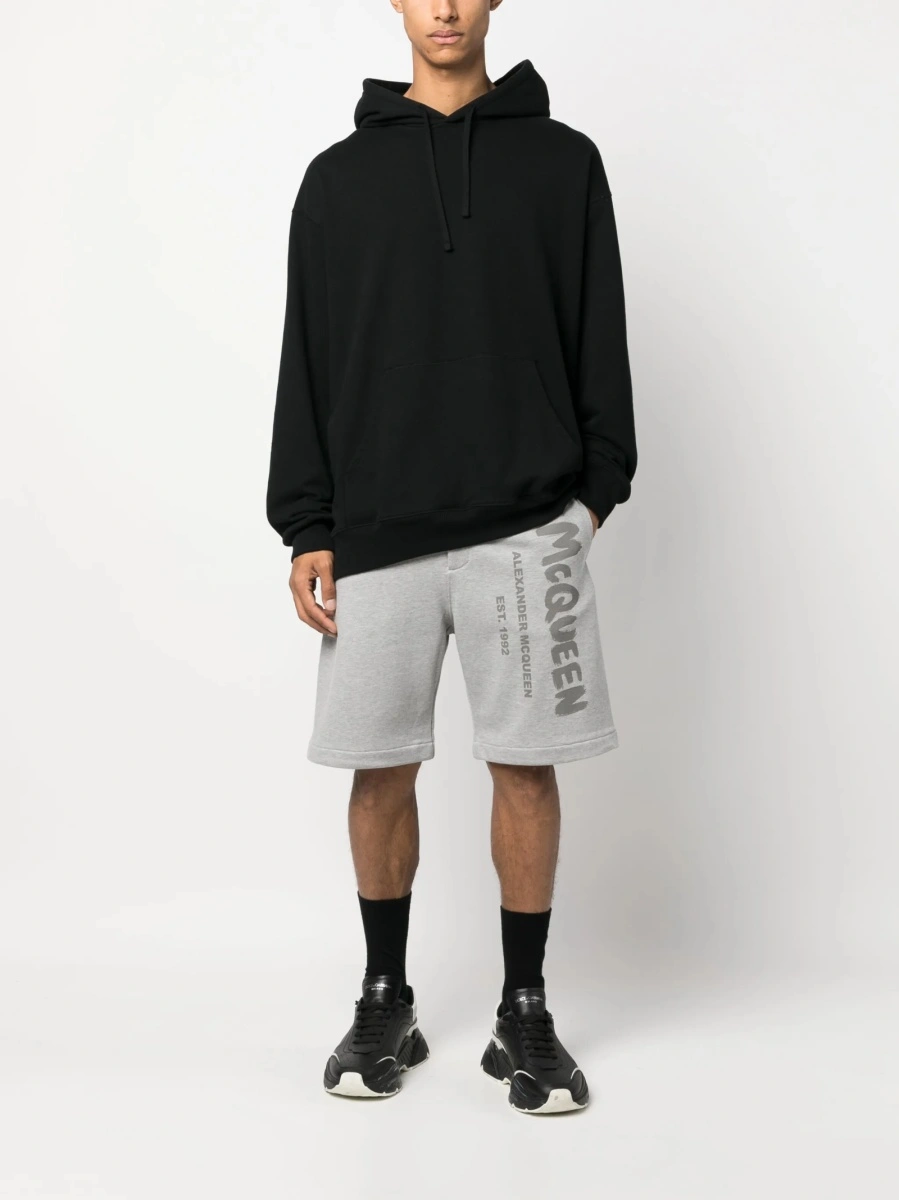 Pantaloni scurti Alexander McQueen gri din bumbac - Img 2