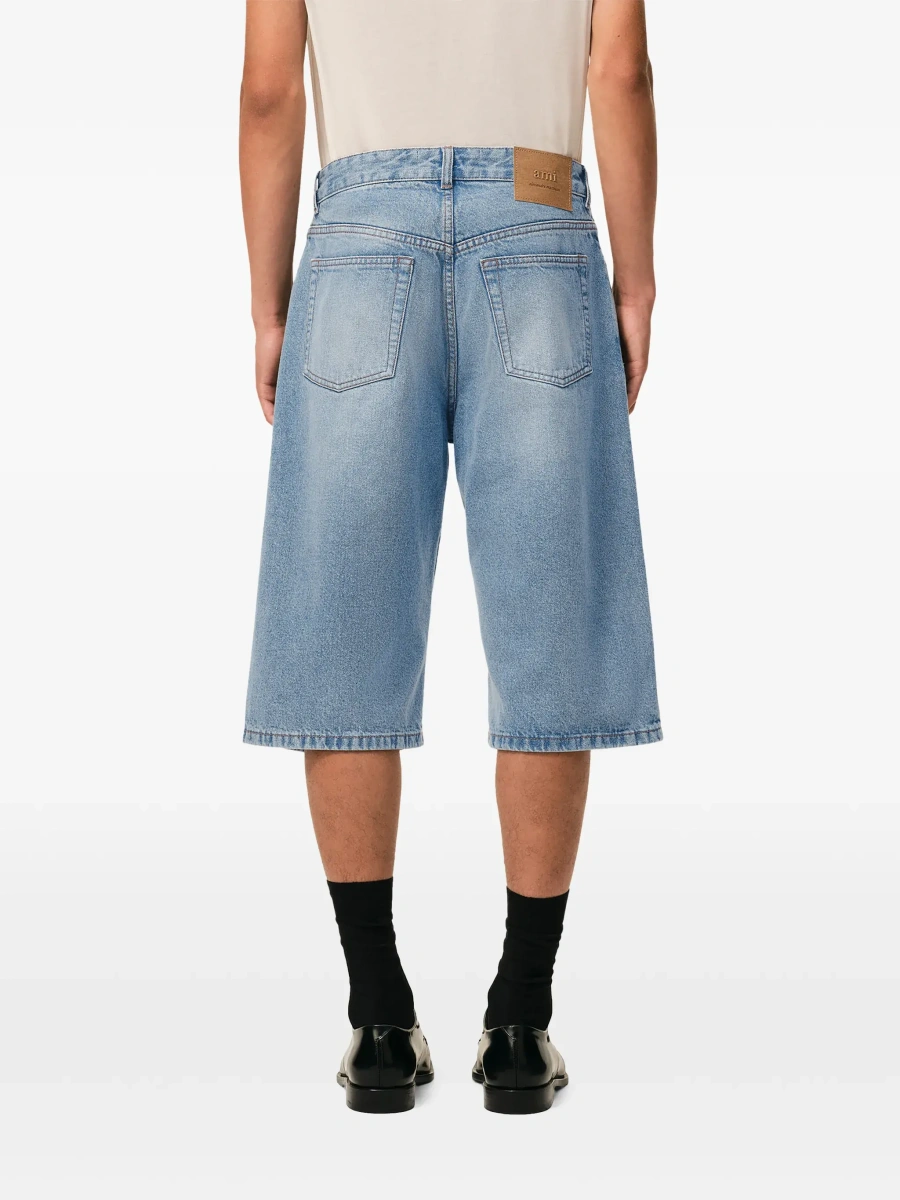 Pantaloni scurti AMI Paris albastri din denim - Img 6