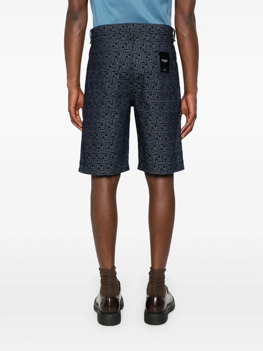Pantaloni scurti Fendi albastri din bumbac - Img 4