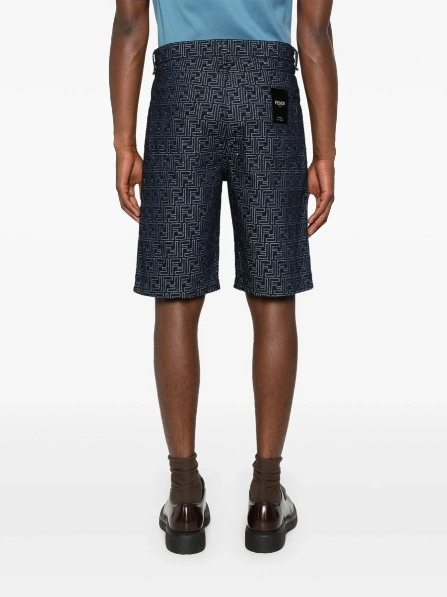 Pantaloni scurti Fendi albastri din bumbac - Img 4