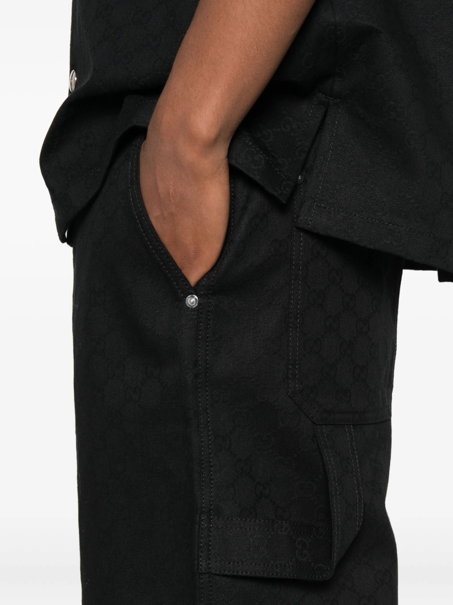 Pantaloni scurti Gucci negri din bumbac - Img 5