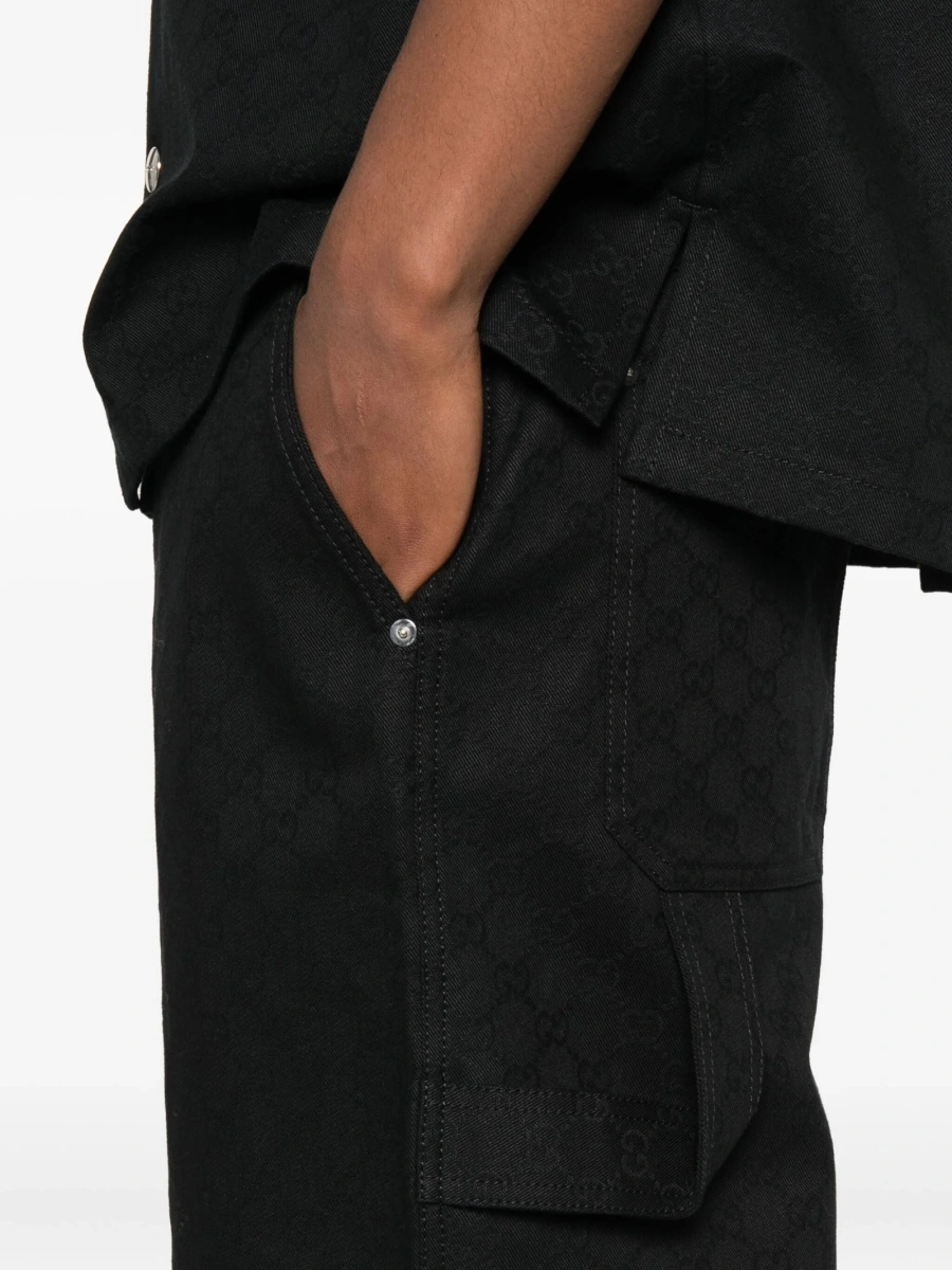 Pantaloni scurti Gucci negri din bumbac - Img 5