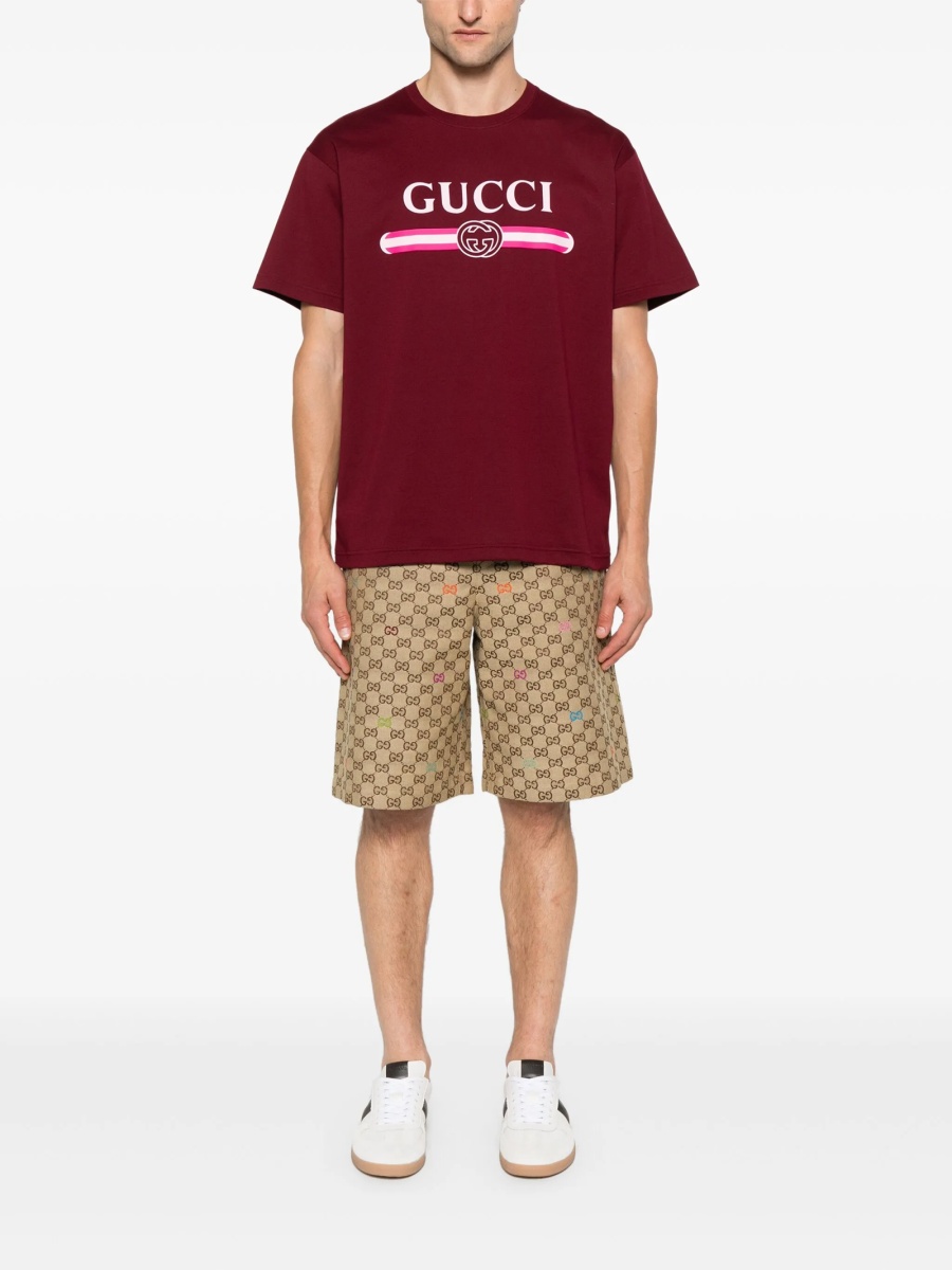 Pantaloni scurti Gucci neutri din polyester si bumbac - Img 2