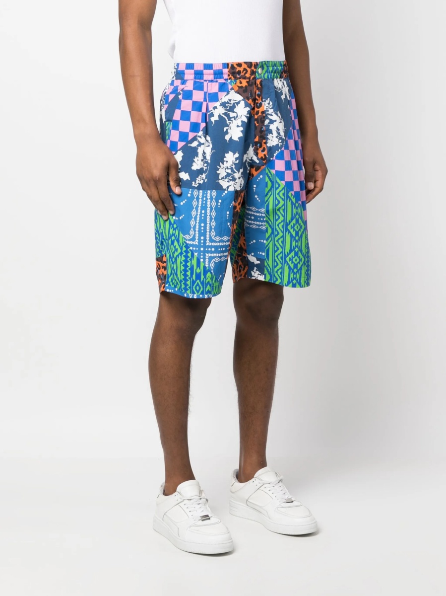 Pantaloni scurti Marcelo Burlon albastri din poliamida si polyester - Img 3