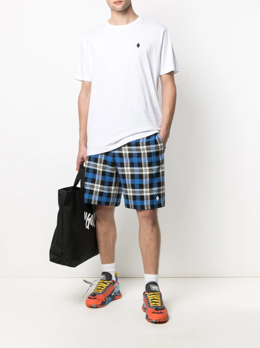 Pantaloni scurti Marcelo Burlon albastri din polyester si bumbac - Img 2