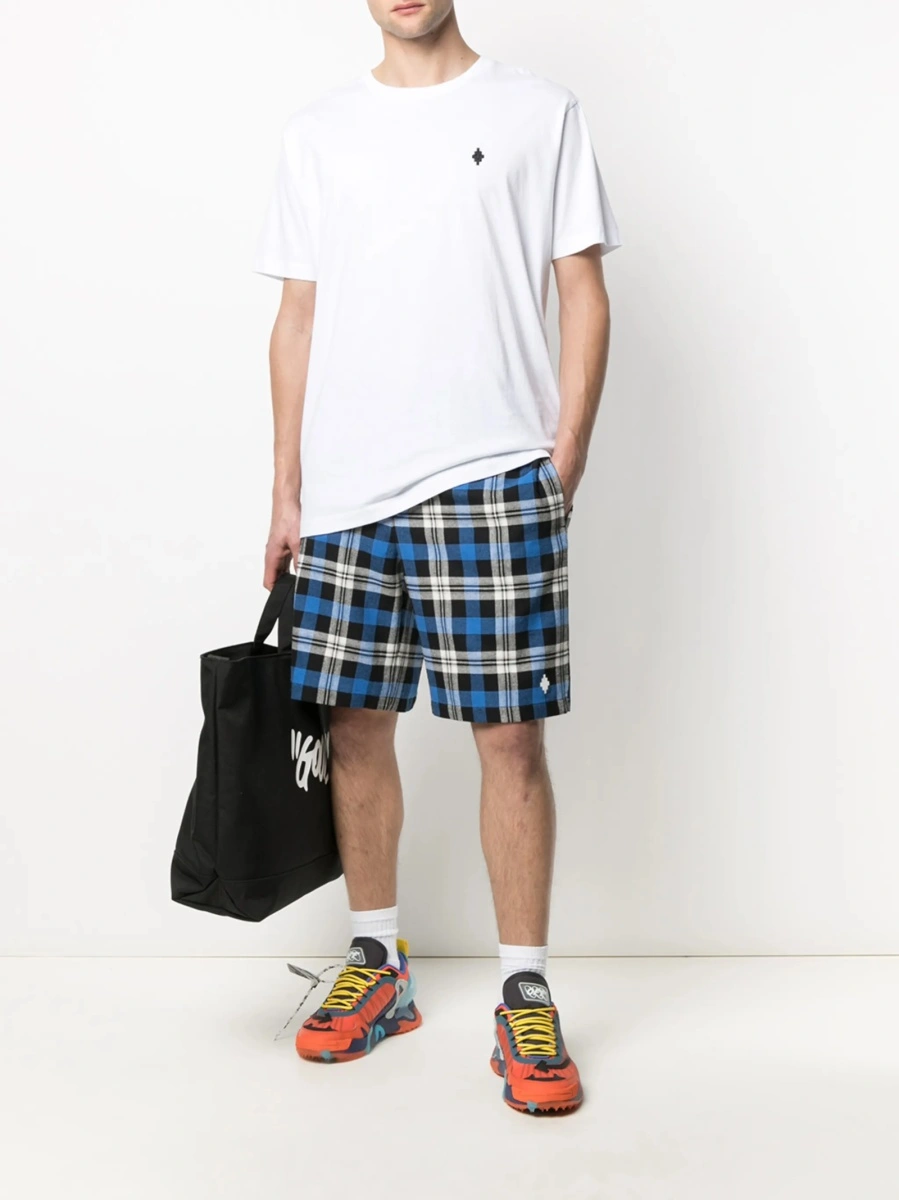 Pantaloni scurti Marcelo Burlon albastri din polyester si bumbac - Img 2