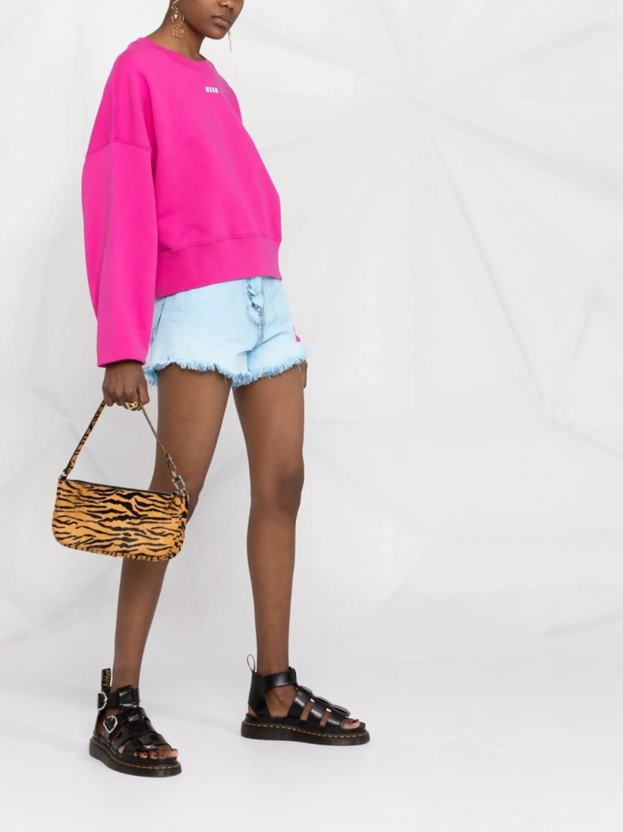 Pantaloni scurti MSGM albastri din bumbac - Img 4