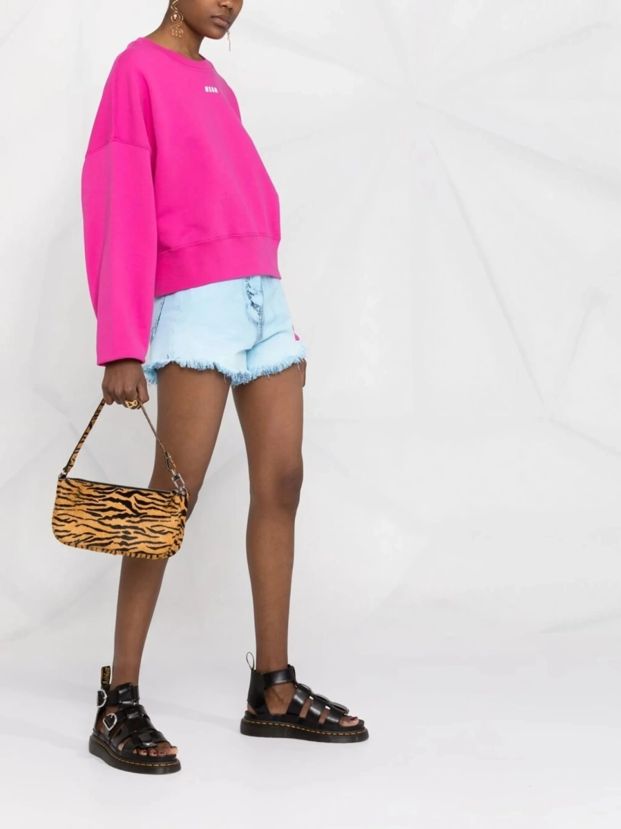 Pantaloni scurti MSGM albastri din bumbac - Img 4