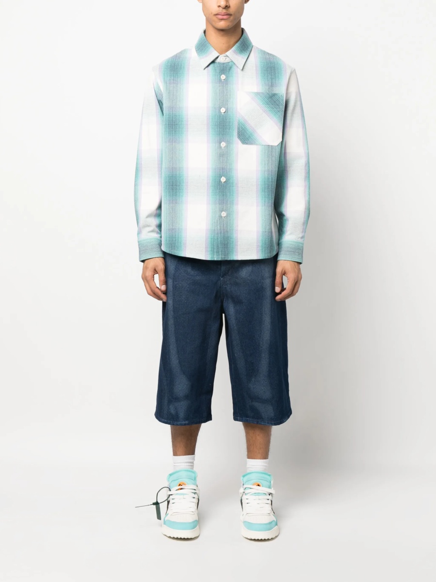 Pantaloni scurti Off-White albastri din bumbac - Img 2