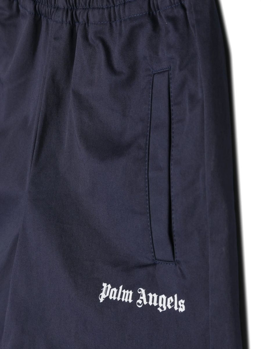 Pantaloni scurti Palm Angels albastri din bumbac si spandex/elastan - Img 3