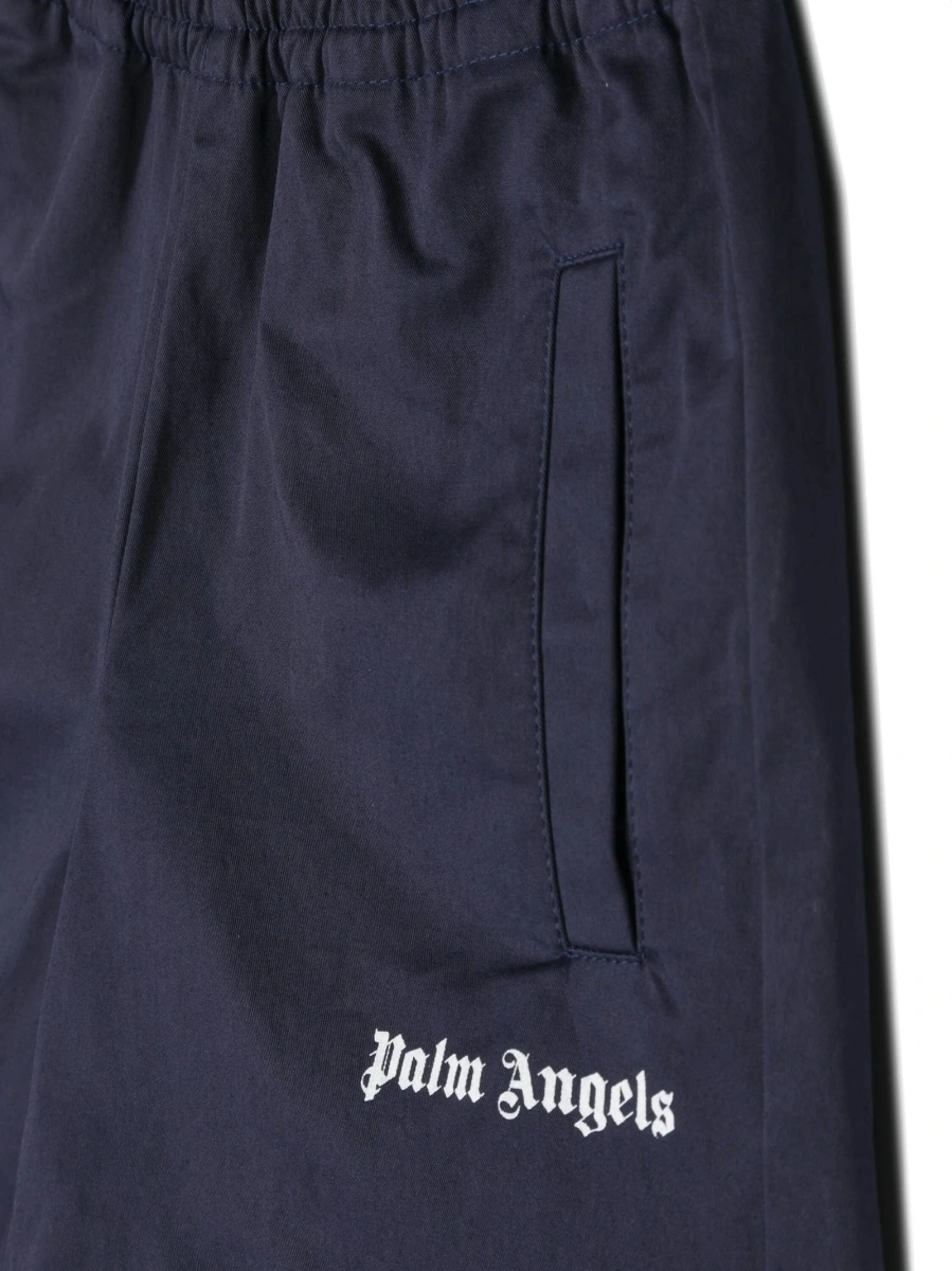 Pantaloni scurti Palm Angels albastri din bumbac si spandex/elastan - Img 3