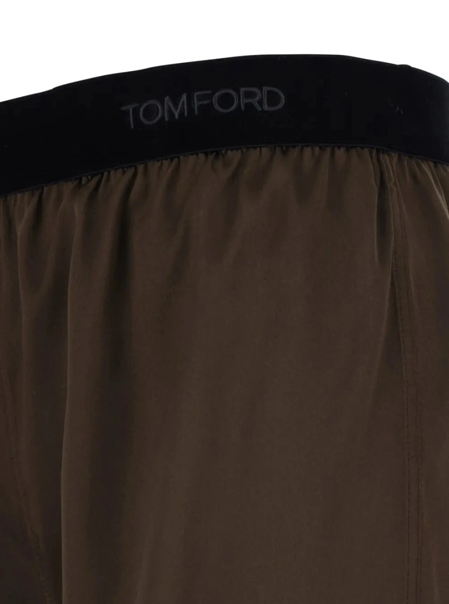 Pantaloni scurti Tom Ford maro din matase - Img 3