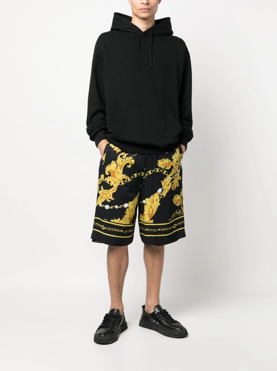 Pantaloni scurti Versace Jeans Couture negri din vascoza - Img 2