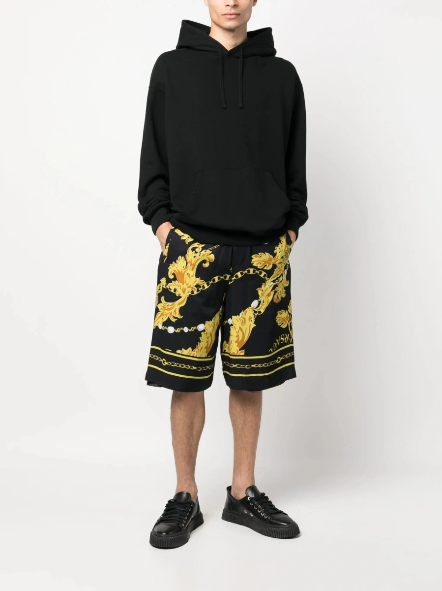 Pantaloni scurti Versace Jeans Couture negri din vascoza - Img 2