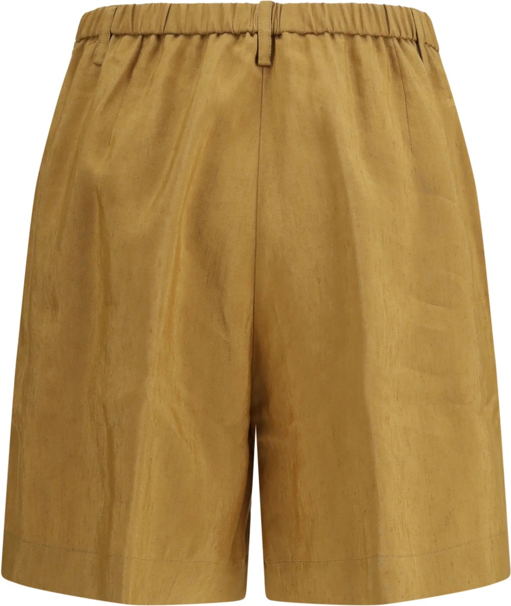 Pantaloni Slubbed linen and viscose Bermuda Shorts with hook and zip closure - Img 2