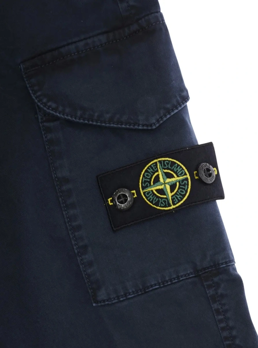 Pantaloni Stone Island albastri din bumbac - Img 3