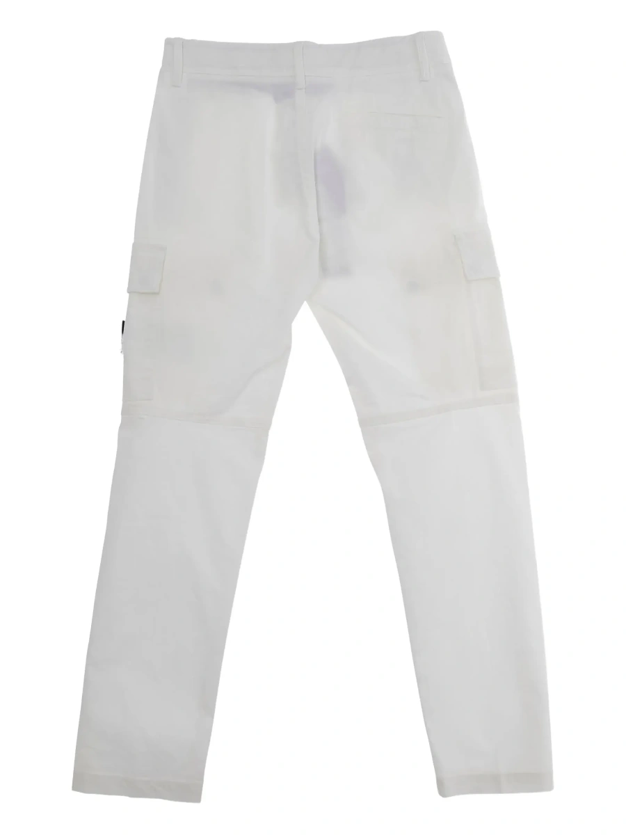 Pantaloni Stone Island albi din bumbac - Img 4