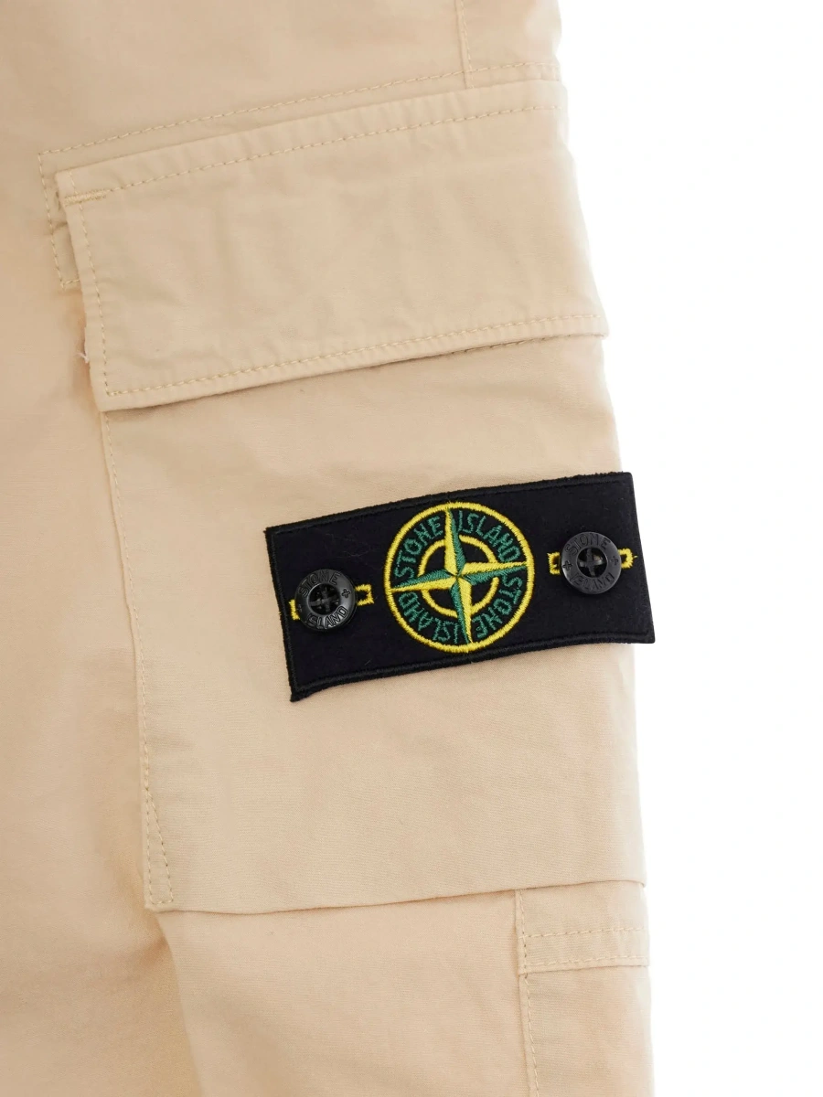 Pantaloni Stone Island bej din bumbac - Img 5