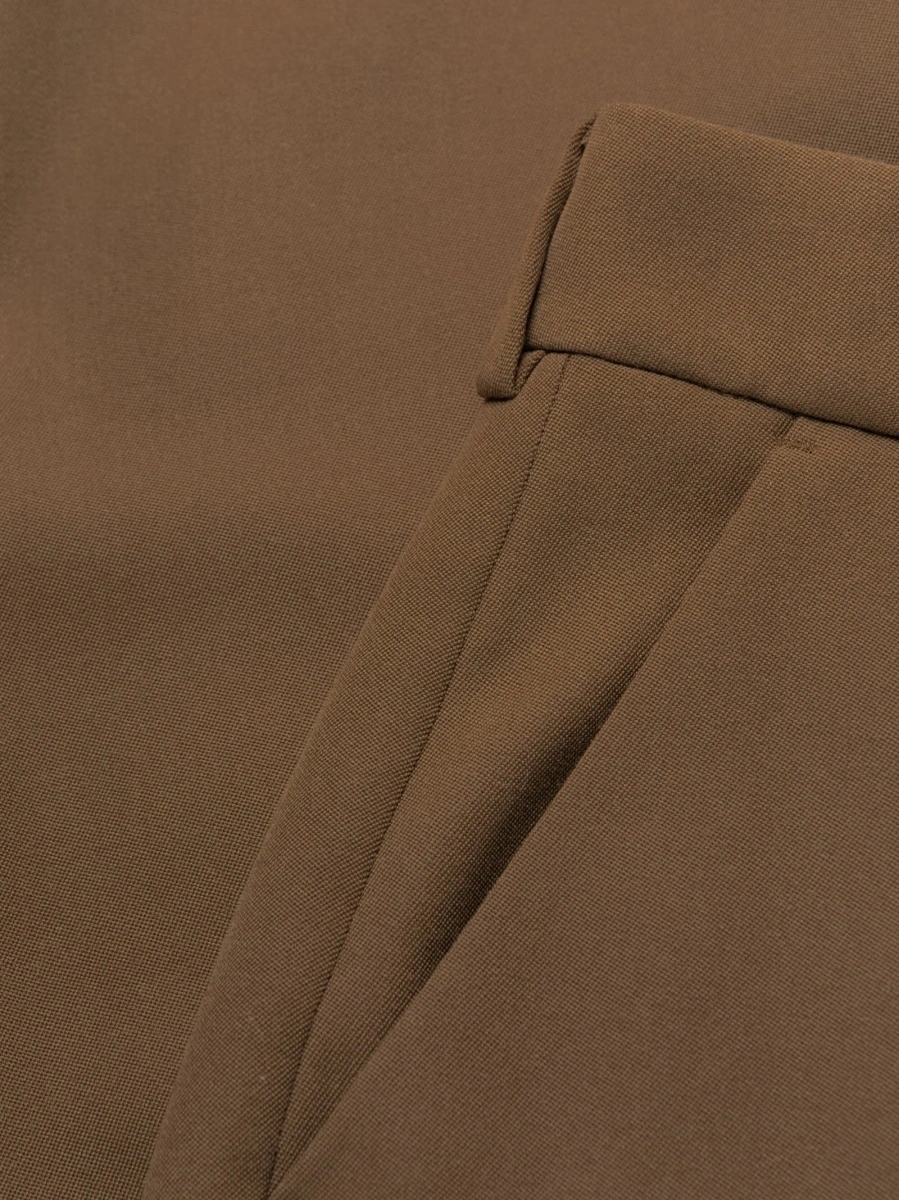 Pantaloni talie inalta Balmain maro din lana - Img 5