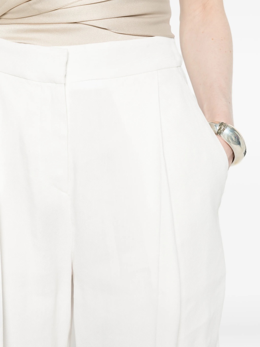 Pantaloni talie inalta Elisabetta Franchi albi din vascoza si in - Img 5