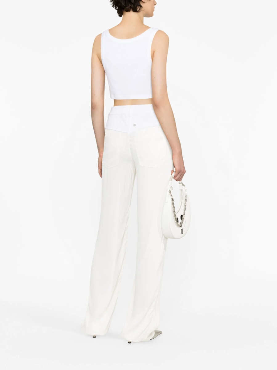Pantaloni talie inalta Givenchy albi din vascoza si elastan - Img 4