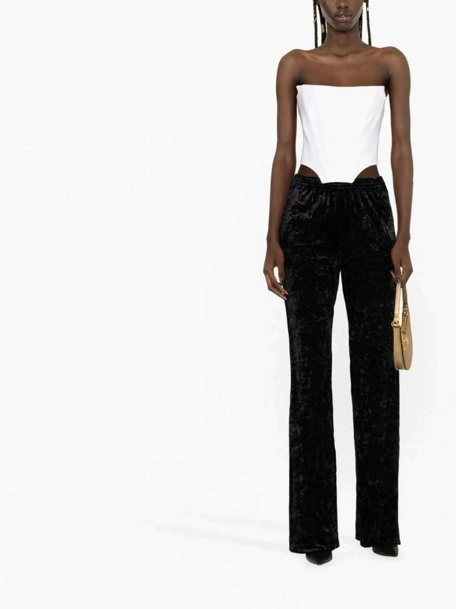 Pantaloni talie inalta Saint Laurent negri din polyester - Img 2