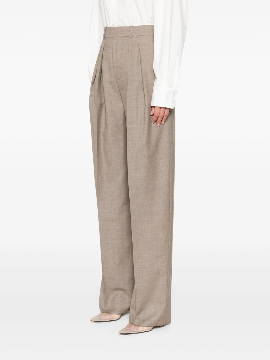 Pantaloni talie inalta Saint Laurent neutri din lana - Img 3