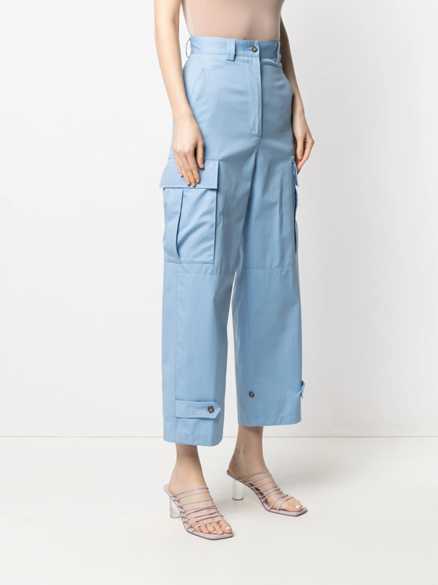 Pantaloni trei sferturi MSGM albastri din bumbac - Img 3