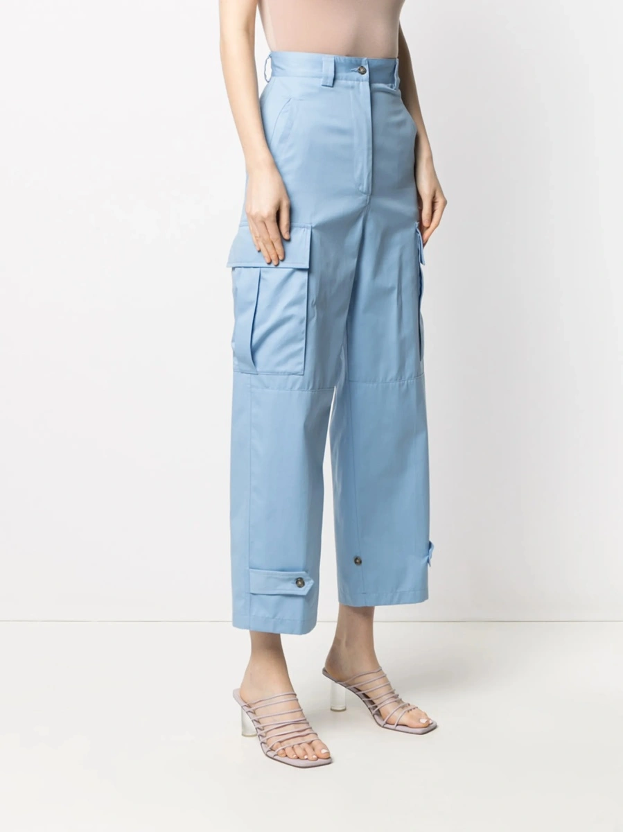 Pantaloni trei sferturi MSGM albastri din bumbac - Img 3