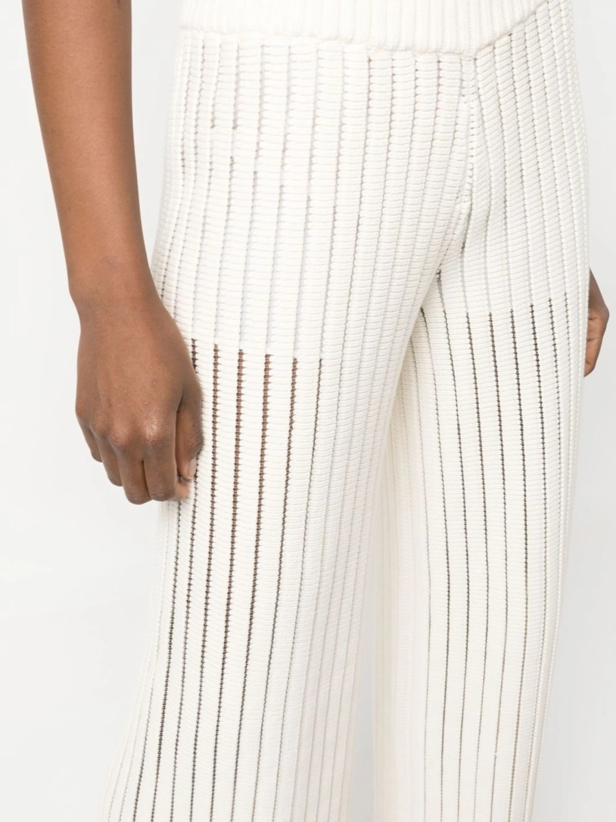Pantaloni tricotati Fabiana Filippi albi din bumbac si nylon - Img 5