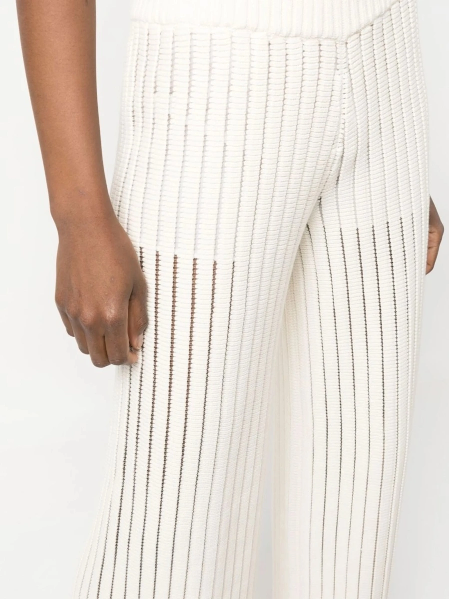 Pantaloni tricotati Fabiana Filippi albi din bumbac si nylon - Img 5