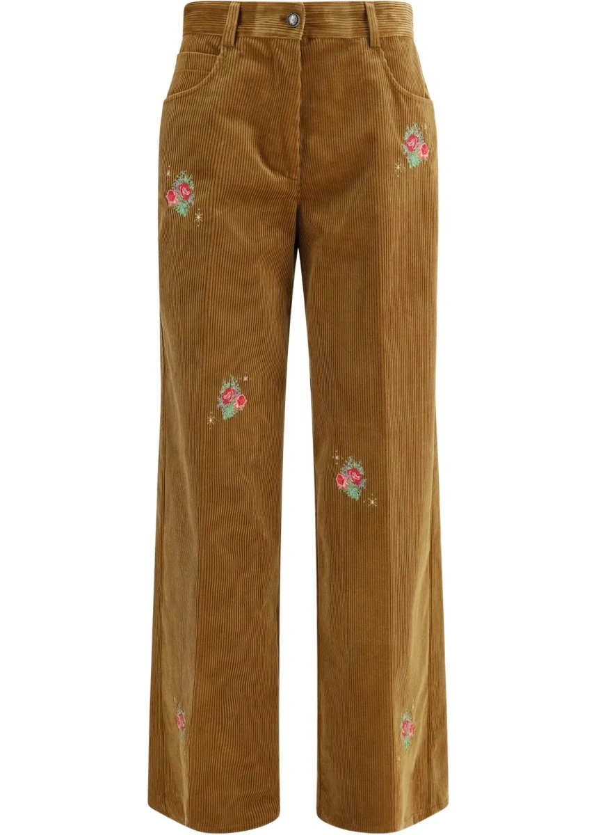 Pantaloni Velvet Pants with embroidered bouquets - Img 6