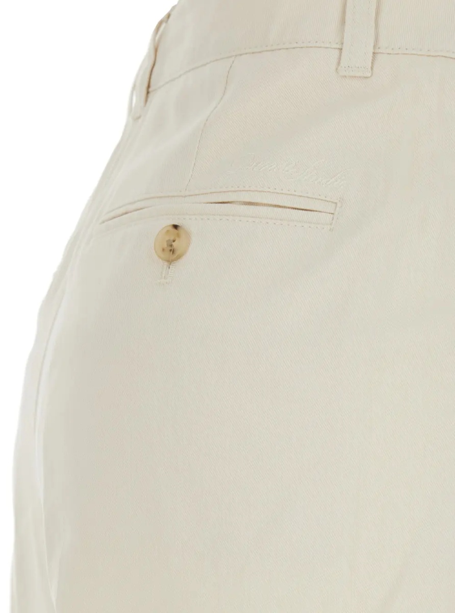 Pantaloni White Pants with Belt Loops and Front Pleats in Cotton Blend for Women - Img 3