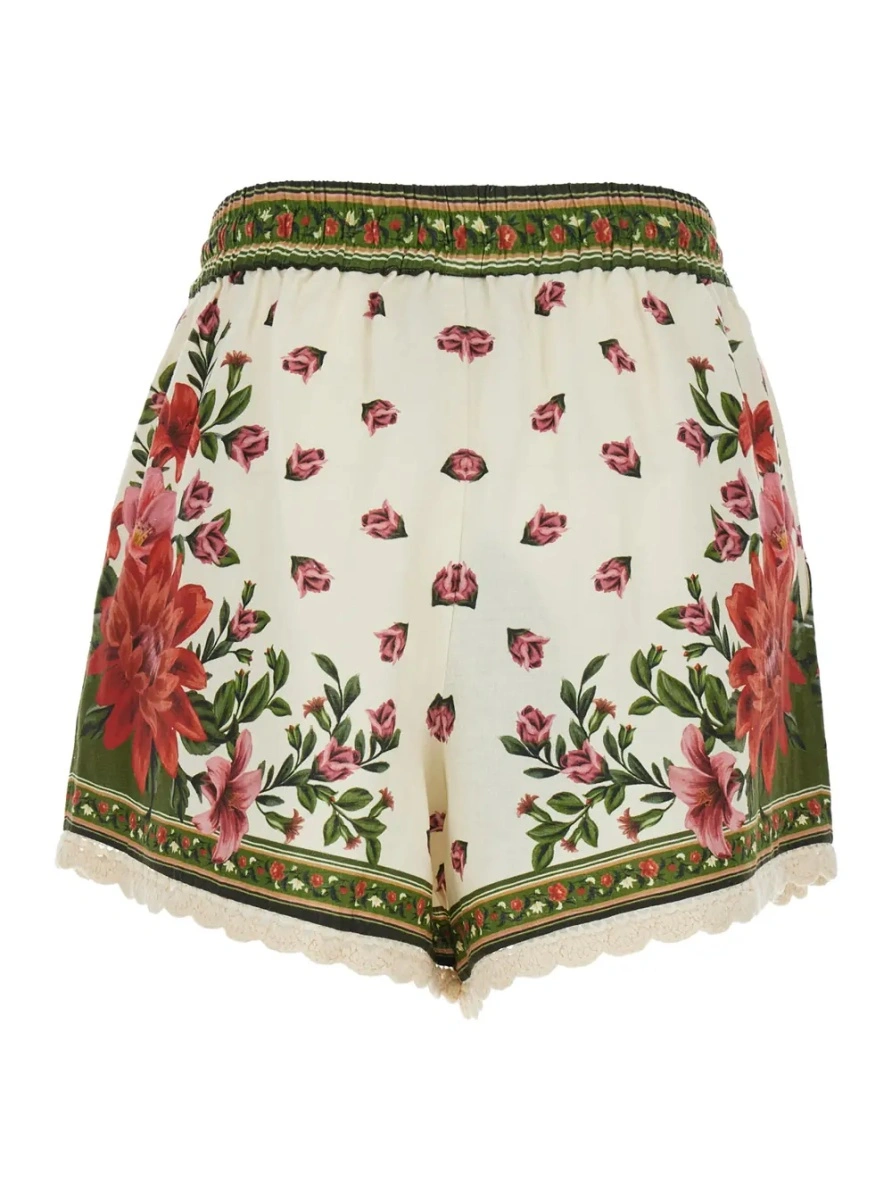 Pantaloni 'Wonder' Multicolor Shorts with Drawstring Elastic Waist and All-Over Floral Print in Linen Blend Woman - Img 2