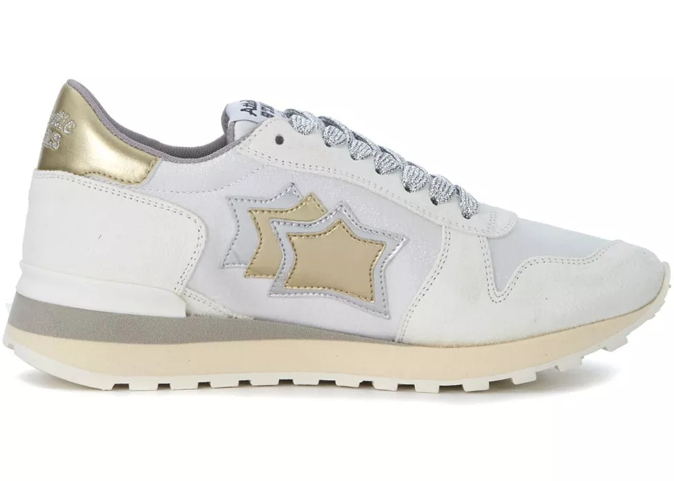 Pantofi Alhena White, Gold And Silver Leather Sneakers* - Img 3