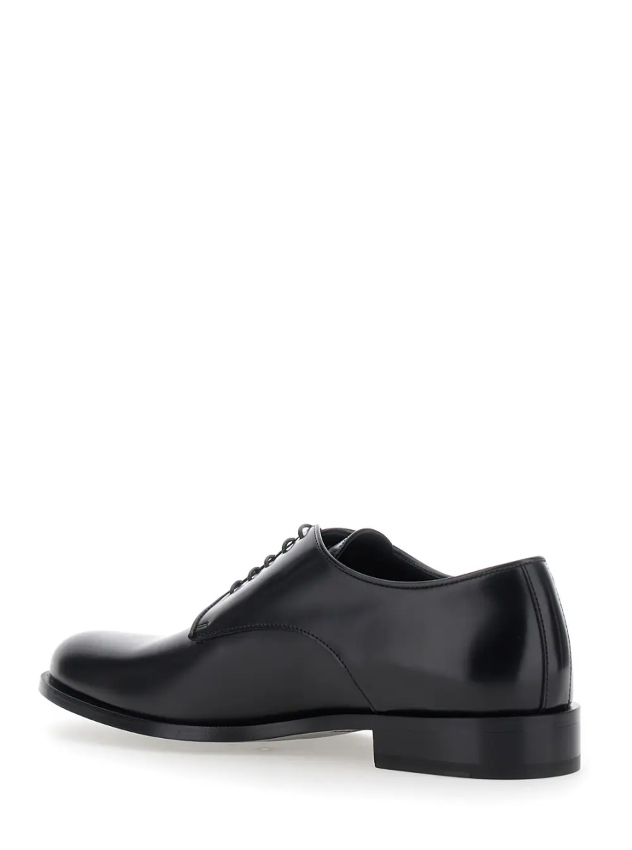 Pantofi Black derby shoes with laces on the front in leather for men - Img 3