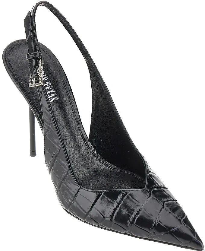 Pantofi Croco-embossed leather 'Lidia' slingback pump - Img 2