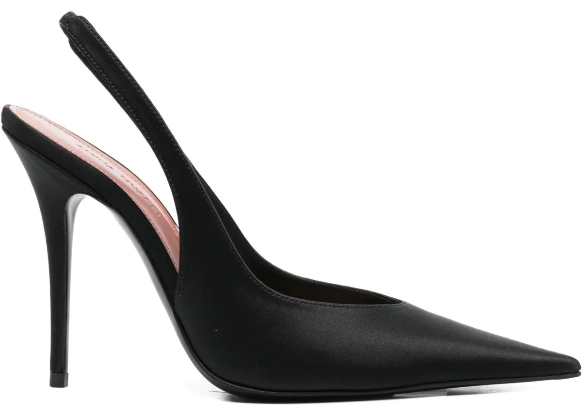 Pantofi cu toc AMINA MUADDI negri din satin - Img 8