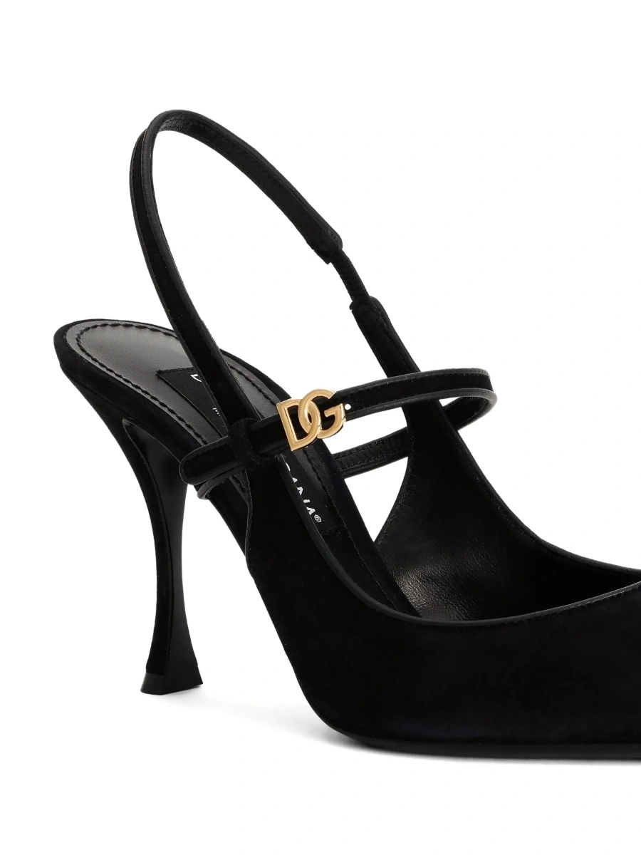 Pantofi cu toc Dolce &amp; Gabbana negri din piele intoarsa - Img 6