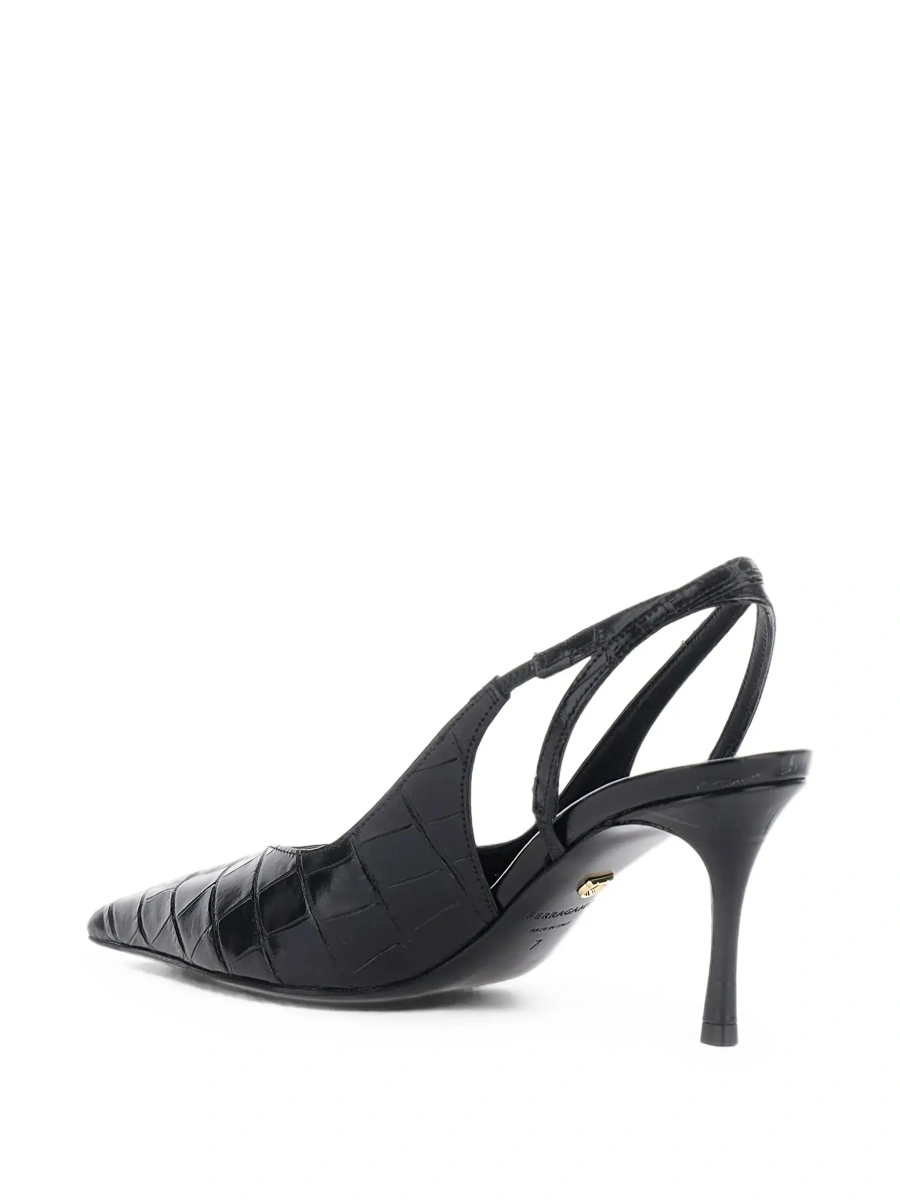 Pantofi cu toc Ferragamo negri din piele 'Dafne' - Img 6