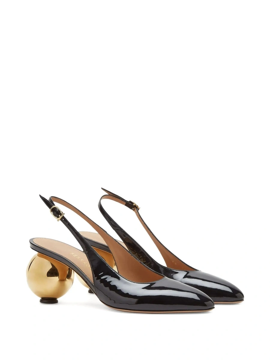 Pantofi cu toc Ferragamo negri din piele lacuita - Img 5
