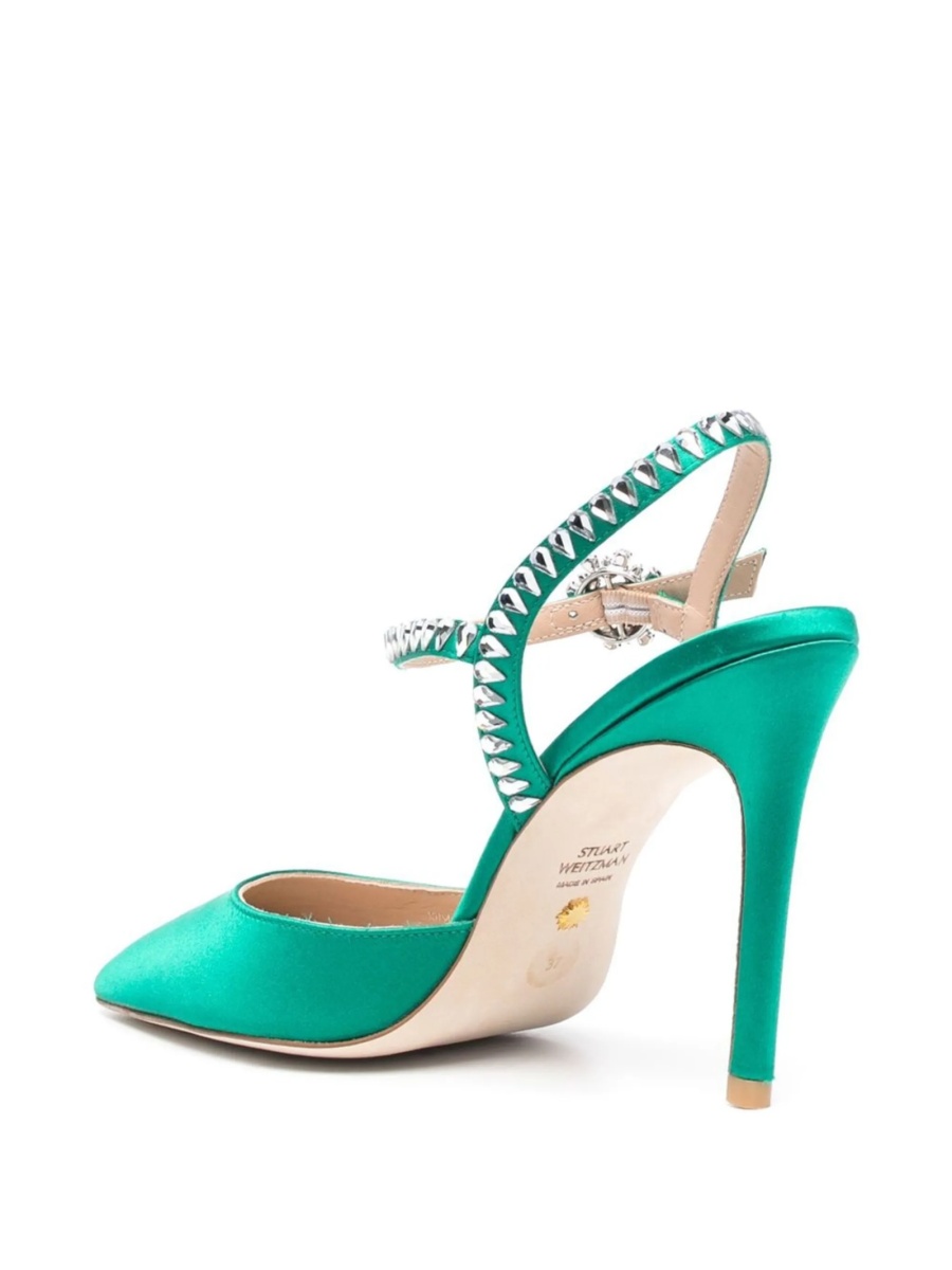 Pantofi cu toc Stuart Weitzman verzi din material textil - Img 3