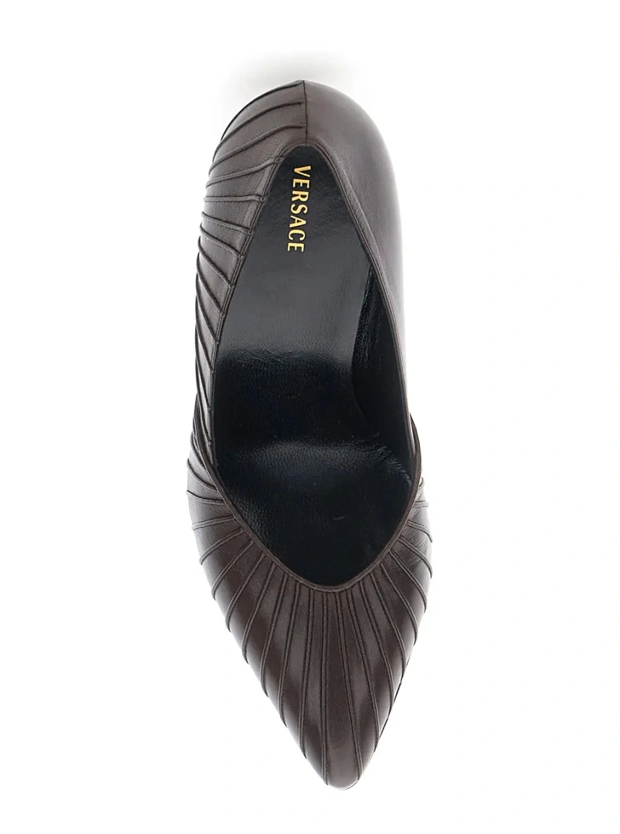 Pantofi cu toc Versace maro din piele - Img 3