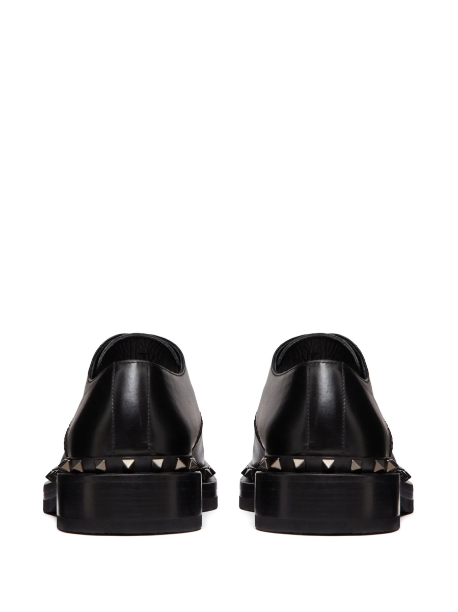 Pantofi Derby Valentino Garavani Rockstud negri din piele si metal - Img 3