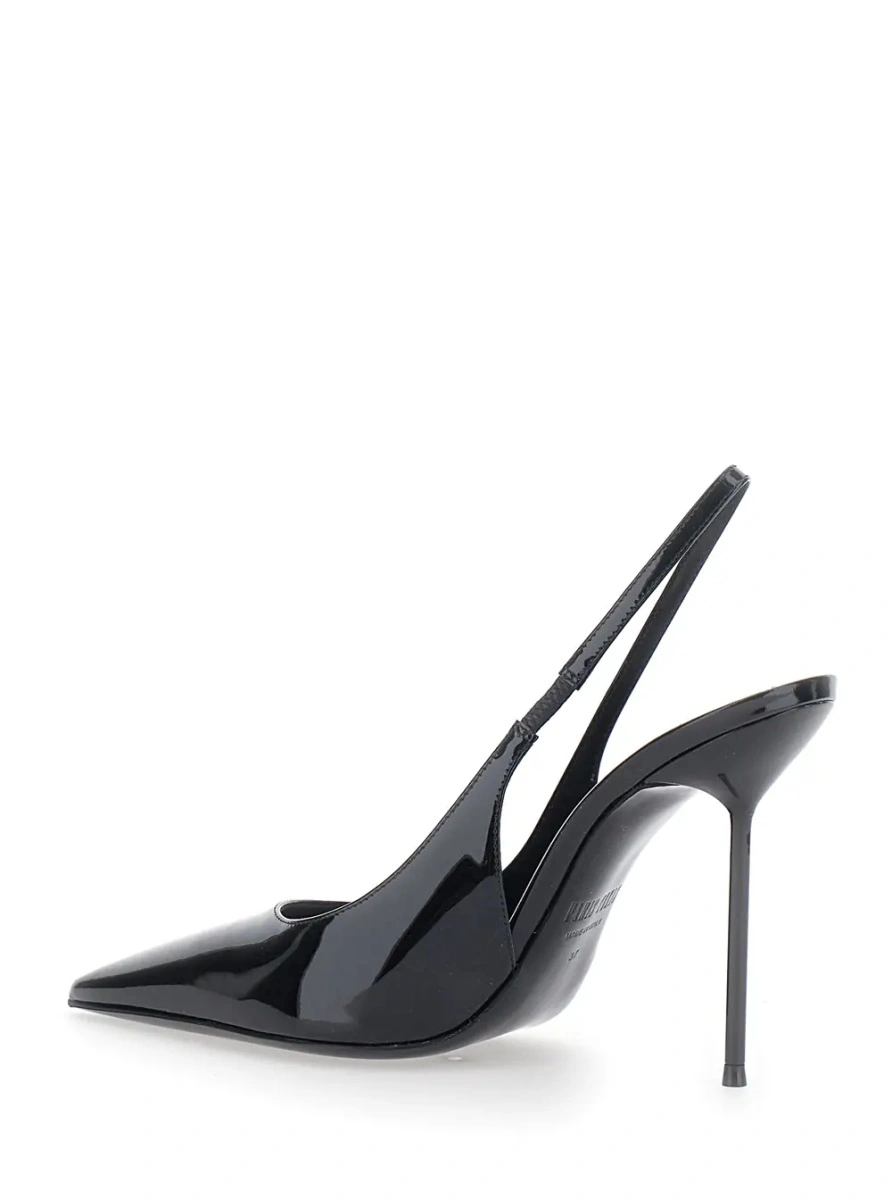 Pantofi 'Lidia' Black Slingback Pumps with High Stiletto Heel and Elasticized Strap in Patent Leather for Women - Img 3