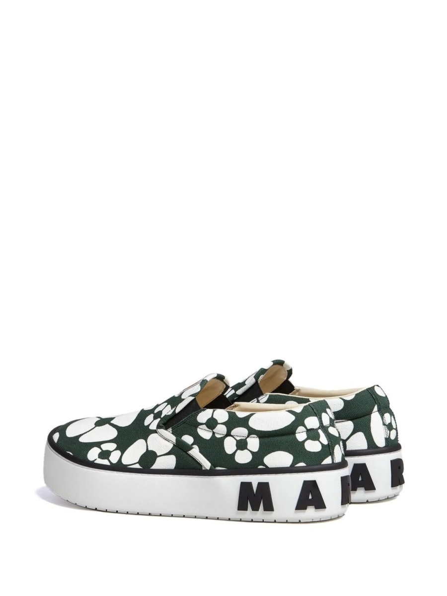 Pantofi slip-on Marni verzi din bumbac - Img 3