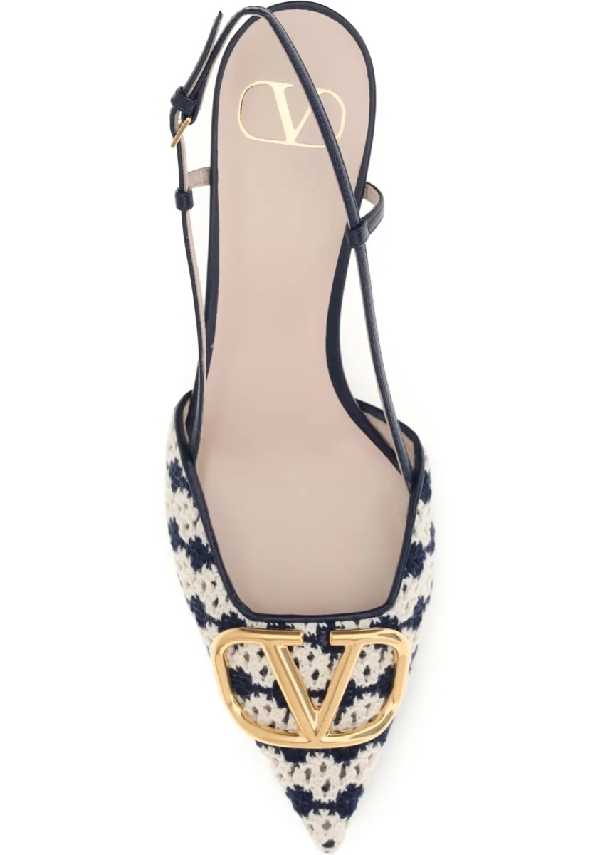 Pantofi VLogo Signature slingback Pumps in crochet fabric - Img 4