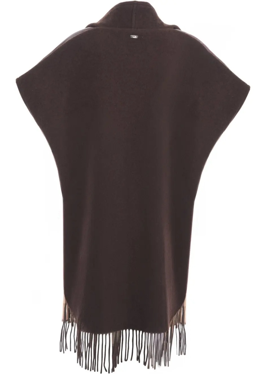 Poncho Cape with fringe details - Img 3